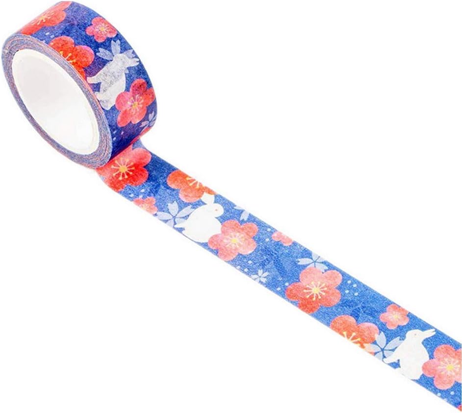 NLR Kyoto Style Japanese Masking Washi Tape Set | 4 Rolls | 0.6 Inch (15mm) Wide | for Scrapbooks, Photo Frames, Bullet Journals, Arts and Crafts. (Sakura & Rabbits)