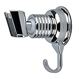 Shower Head Holder, Cozyswan Angle Adjustable Vacuum Suction Cup Handheld Shower Bracket Bathroom Wall Head Holder Mount with Towel Hook