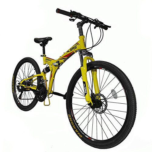 Xspec 26" 21 Speed Folding Mountain Bike Bicycle Trail Commuter Shimano Yellow