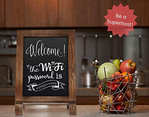 ChalkPro Wooden Framed Standing Chalkboard Sign + Includes White Chalk Marker | Magnetic Non-Porous Memo Board | Rustic Décor for Kitchen, Home, Bar, Countertop, Wedding, Café, Party, and Restaurant - Thumbnail 4