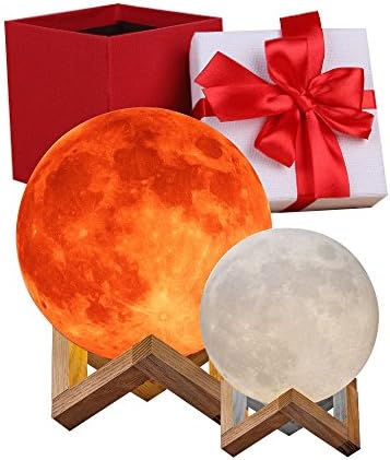 3D Moon Lighting Night Light LED 3D Printing Moon Lamp Warm and Cool White Moon Lamp Dimmable Touch Control Brightness with USB Charging Home Decorative Lights Baby Night Light Moon Lamp Diameter 12cm