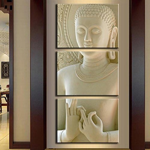 Modern Buddha Painting 3 Picture Home Decoration White Marble Buddha Statues Art Canvas Painting By Numbers No Frame