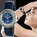 Peugeot Women's 'Diamond' Quartz Metal and Leather Dress Watch, Color:Blue (Model: 3041SBL)