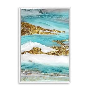 SIGNFORD Framed Canvas Home Artwork Decoration Golden Abstract...