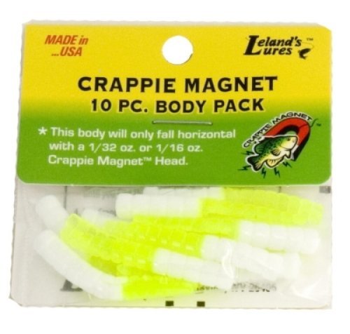 Leland Lures 87274 Crappie Magnet Body Pack, White/Chart, 15-Pack
