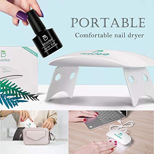 Bluedee 4 Color Gel Polish Starter Kit Classic Series Gel Nail Set with UV Light Base Coat No Wipe Top Coat Manicure Kit Nail Art Tools Purple Glitter Fall Autumn Nail Polish