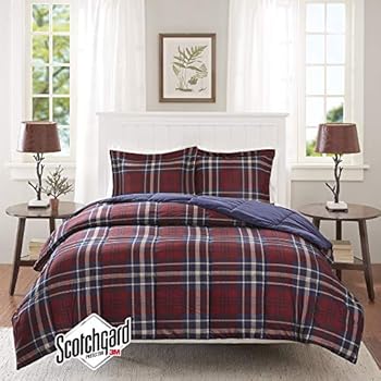 Madison Park Essentials Bernard 3M Scotchgard Down Alternative Comforter Mini Set, Full/ Queen, Red