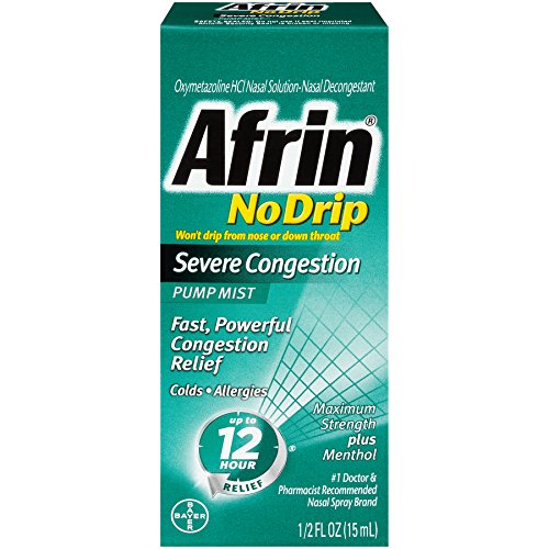 Afrin No Drip 12-Hour Pump Mist for Severe Congestion, 0.5 Fluid Ounce Afrin No Drip 12-Hour Pump Mist for Severe Congestion, 0.5 Fluid Ounce