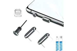 VIWIEU USB C Dust Plugs Charging Port Cover Caps with Cable Protectors 2 Pack Compatible with iPhone 15 Plus Pro Max Samsung Galaxy S23/S22/S21/S20+ Ultra/Z Flip 4/Z Fold 4 Pixel OnePlus (Gray)