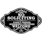 Maoerzai No Soliciting Sign Family Friends and Neighbors Welcome Front Door Sign, Funny No Soliciting Sign for House, Thick Acrylic Self-Adhesive Modern Design Welcome Door Sign for Yard Door Porch Home Wall Decor. (Black - Welcome Sign)