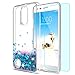 LG Aristo Case,LG Risio 2 Case,LG Phoenix 3 Case,LG Fortune/Rebel 2 LTE / K8 2017 Case with HD Screen Protector for LeYi Liquid Glitter Sparkle Cute Girls Women Clear TPU Case for LG LV3 ZX Blue
