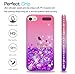LeYi for iPod Touch 7/6/5 Case,with Tempered Glass Screen Protector [2 Pack] for Girls, Glitter Liquid Clear Phone Case (Pink/Purple)