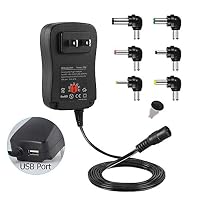 leapara Regulated 30W Universal Adapter Adjustable Switching Power Transformer 3V-12V, Supply with 6 DC Adapter Tips & USB Plug Replacement for Phone Household Electronics and Rechargeable Devices