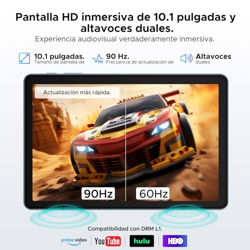 Luzglo P10 Tablet Android 16, Tablet 10 Pulgadas 48GB RAM+128GB ROM/2TB TF, Gemini AI, 90Hz Screen, 7000mAh, 5W OTG, 5G WiFi, Face ID, OTG, GPS, 3.5mm, Widevine L1, Tableta con Teclado y Lapiz, Azul