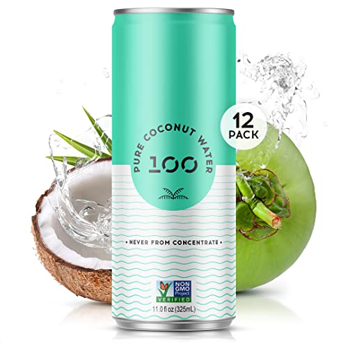 100 Coconuts Pure Coconut Water 11 fl oz cans, 12 Pack 100 Natural