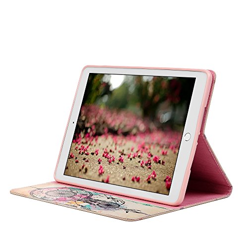 iPad 9.7 Inch Case, Mavis's Diary Colorful Painted Wallet Case PU Leather Shockproof TPU Inner Bumper Flip Cover with Card Slots Cash Pockets Kickstand Cover for iPad 9.7 Inch 2017, Dream Catcher