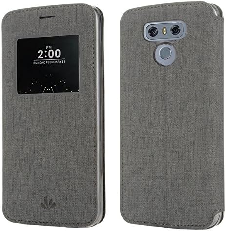 LG G6 Case,PU Leather wallet Slim Thin case Flip Folio [Kickstand Feature] with ID&amp;Credit Card holder Magnetic Closure TPU Bumper Full cover case for LG G6(gray)