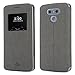 Compatible with LG G6 Wallet Case View Window Sleep Wake Up Smart Cover Stand Kickstand Full Body Protective Magnetic Closure TPU Bumper Case(Gray)