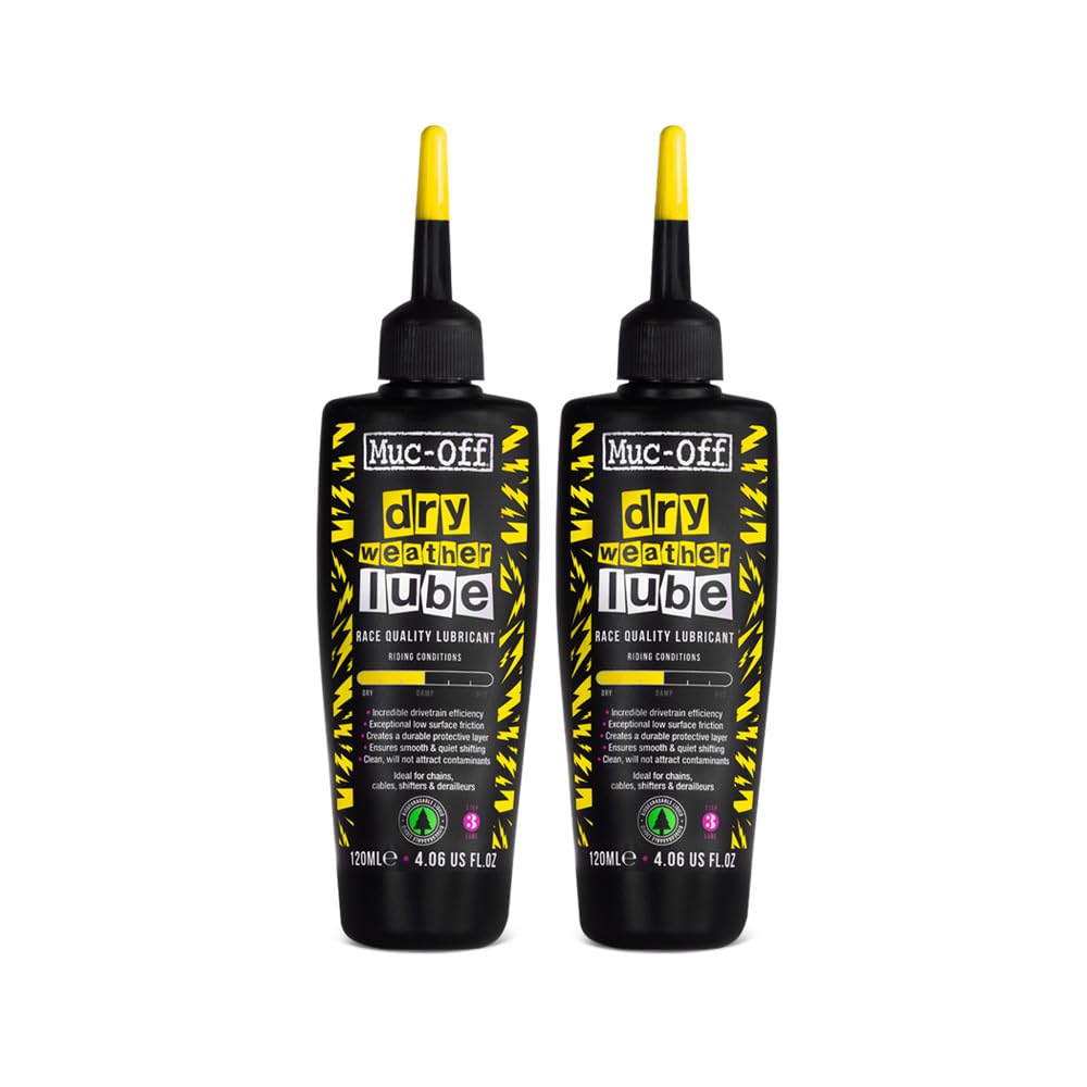 Photo 1 of Muc-Off Dry Chain Lube, 2 Pack 4 fl oz - Bike Lube, Bike Chain Oil, Chain Wax for Dry Weather Conditions - Biodegradable Bike Lubricant and Bicycle Chain Oil