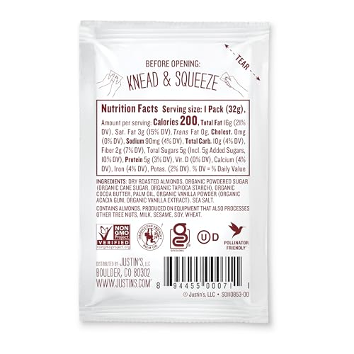 JUSTINS, ALMOND BUTTER VANILLA SQUEEZE, 1.15 OUNCE, 10 PACK