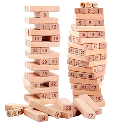 Domino Jenga Wooden Tower 51 Pcs Wood Building Blocks Educational Toys For Children Boy Girl Games Kids Gift