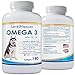 Omega 3 Fish Oil for Dogs - Natural Pet Supplement for Shiny Coat - Wild Caught More EPA & DHA Than Salmon Oil - 180 Capsules No Fishy Smell or Mess - Ideal for Medium Large Dogs
