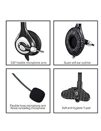 Arama - Auriculares de diadema para Panasonic Jabra Cisco Polycom Zultys Gigaset DECT Polycom Grandstream (0.098 in, con micrófono de cancelación de ruido)