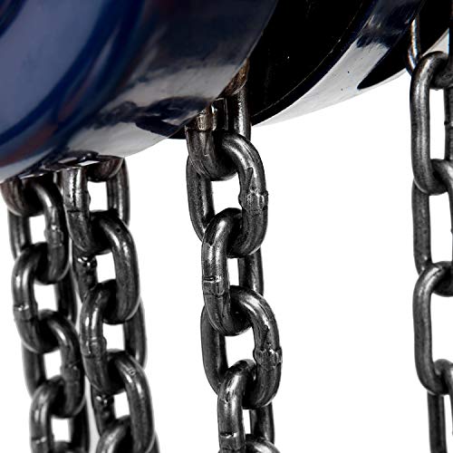 TCE ATR9010U Torin Manual Hand Lift Steel Chain Block Hoist with 2 Hooks, 1 Ton (2,000 lb) Capacity, Blue - Image 7