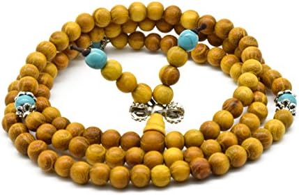 Zen DearNatural Golden Sandalwood Mexican Bocote Mala Prayer Bead Bracelet Link Wrist Necklace Mala Beads