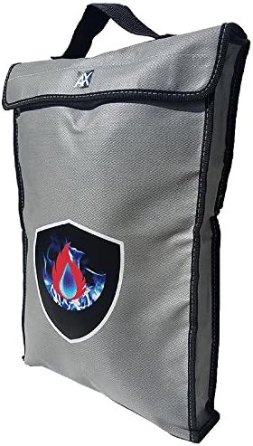 Fire and Water Resistant Document bag measuring 17โx12โx2โ made with NON-ITCHY materials, includes ZIPPER and Velcro closure perfect for keeping money, documents, and your important items protected