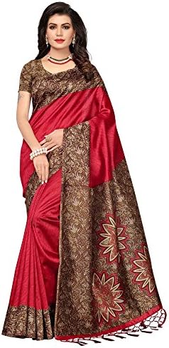 MRINALIKA FASHION Women's Art Silk Saree with Blouse Piece (Srja006_Red)