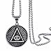 ELFASIO Men Stainless Steel Necklace All Seeing Eye Illuminati Eye of Providence Pyramid Amulet Ancient Symbol Pendant Chain 18-30 inch