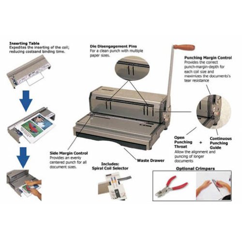 Akiles Heavy Duty Coilmac-M 41 Coil Binding Machine & Punch with EZ Inserting Table 13-inch