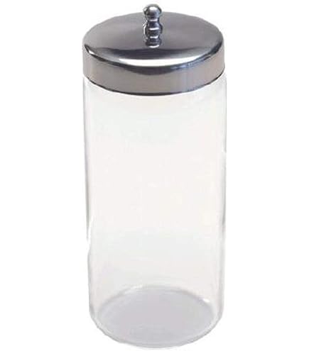 McKesson Glass Sundry Jars Set Of 5 - 4.25x7 Inch Medical Storage Jars With Stainless Steel Lids