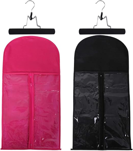 2 Pack Hair Extension Storage Bag with Hanger Holder Holder Dust Proof