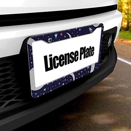 アルミナンバーフレーム ビューティー ナンバーホルダ ナンバーカバー フレーム ナンバープレート ナンバープレートフレーム 楽器 音響機器 普通車 星空 錆びにくい カバー アクセサリー 耐紫外線 ライセンスフレーム 月と星 軽自動車対応 2個セット 防水性 耐久性 錆び