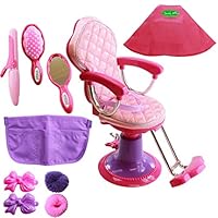 Beverly Hills Doll Collection Salon Chair for 18 Inch American Girl Dolls Fully Assembled with 8 Hair Cutting Accessories