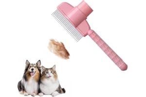 Liahelianx Self-Cleaning Pet Deshedding Tool & Flea Comb-Hypoallergenic Grooming Brush with Release Button, Stainless Steel T