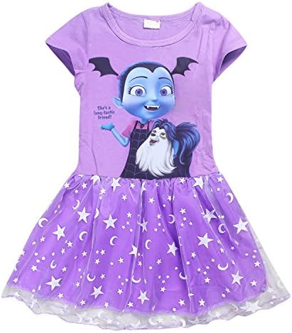 Lovelygift Vampirina Toddler/Little Kid Girls Short Sleeve T-Shirt Dress Cartoon Princess Skirt