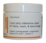 GOLDEN SUNDROPS, ROYAL JELLY, INTENSIVE, CREAM, FOR, FACE, NECK, AND, DECOLLETAGE, (2.25 OZ), RICH, ANTI, WRINKLE, TREATMENT, INTENSIVE, ANTIAGING, FACIAL, LIFT, SKIN, CARE, FORMULA, IN, CONCENTRATED, AND, POWERFUL, BLENDS, OF, ORGANIC, POMEGRANATE, ALPHA-LIPOIC ACID, HYALURONIC ACID, +, VITAMIN C, AND OTHER ACTIVE INGREDIENTS, MOISTURIZES, REJUVENATES, SKIN, 2.25 OZ / 63 G, MADE IN THE USA.