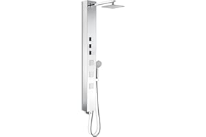 ANZZI Shower Head Panel 53", Tower System, Polished Chrome Stainless Steel Metal 3 Turbo Jetted & Multi Functional, High Pressure Jet + Rainfall + Handheld Wand Combo, Wall Mount (SP-AZ015)