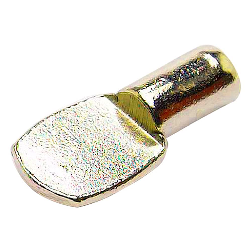 Merriway BH03123 (12 Pcs) EB Metal Push-In Shelf Support 5mm Brass Plated - Pack of 12 Pieces