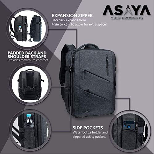 Asaya Chef Knife Backpack with 20 Pocket Knife Roll Bag Over 30