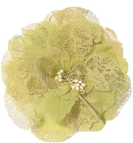 Cuteque International Victorian Lace Rose with Plastic Center Pearl Stamens, 4-Inch, Avocado, 3-Pack
