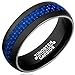 8mm Men's Black Tungsten Carbide Engagement Ring Wedding Band Blue Carbon Fiber Inlay Comfort Fit