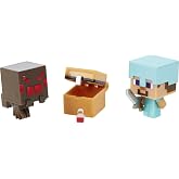 Minecraft Mob Head Minis Spider Slayer Steve Pack with 2 Action Figures &amp; Accessories, Incudes Authentic Pixelated Video-Game Characters Steve &amp; Spider, Collectible Gift for Fans Age 6 Years &amp; Older