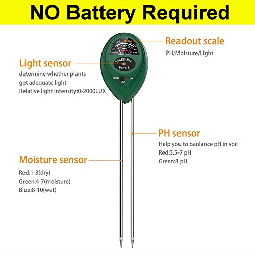 image for Antonki Soil Ph Meter Soil Tester Ph/Moisure/Light Meter Plant Sunligh