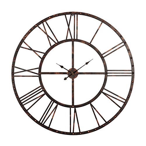 Utopia Alley Rivet Roman Industrial Oversize Wall Clock, Antique Bronze, 45