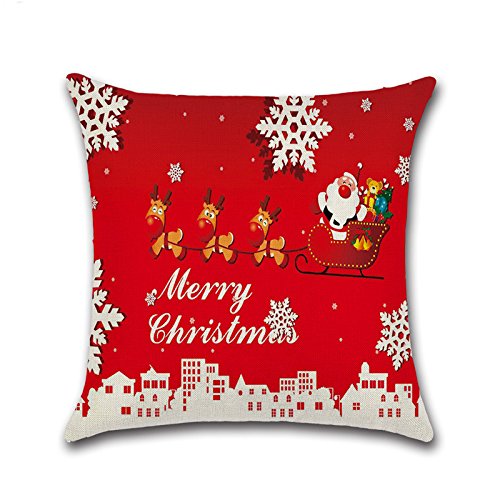 Pillow Case, 4 Set Of Red Christmas Decorative Pillow Covers, Square 18\
