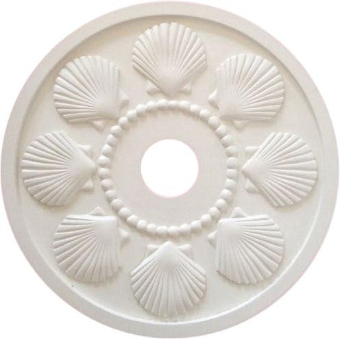 CYBER MONDAY SALE! Ceiling Medallion in Seashell Design Cast in Lightweight Resin From Marie's Hand Carved Original. Primed and Ready for Paint to Coordinate with Your Rooms Color Scheme.